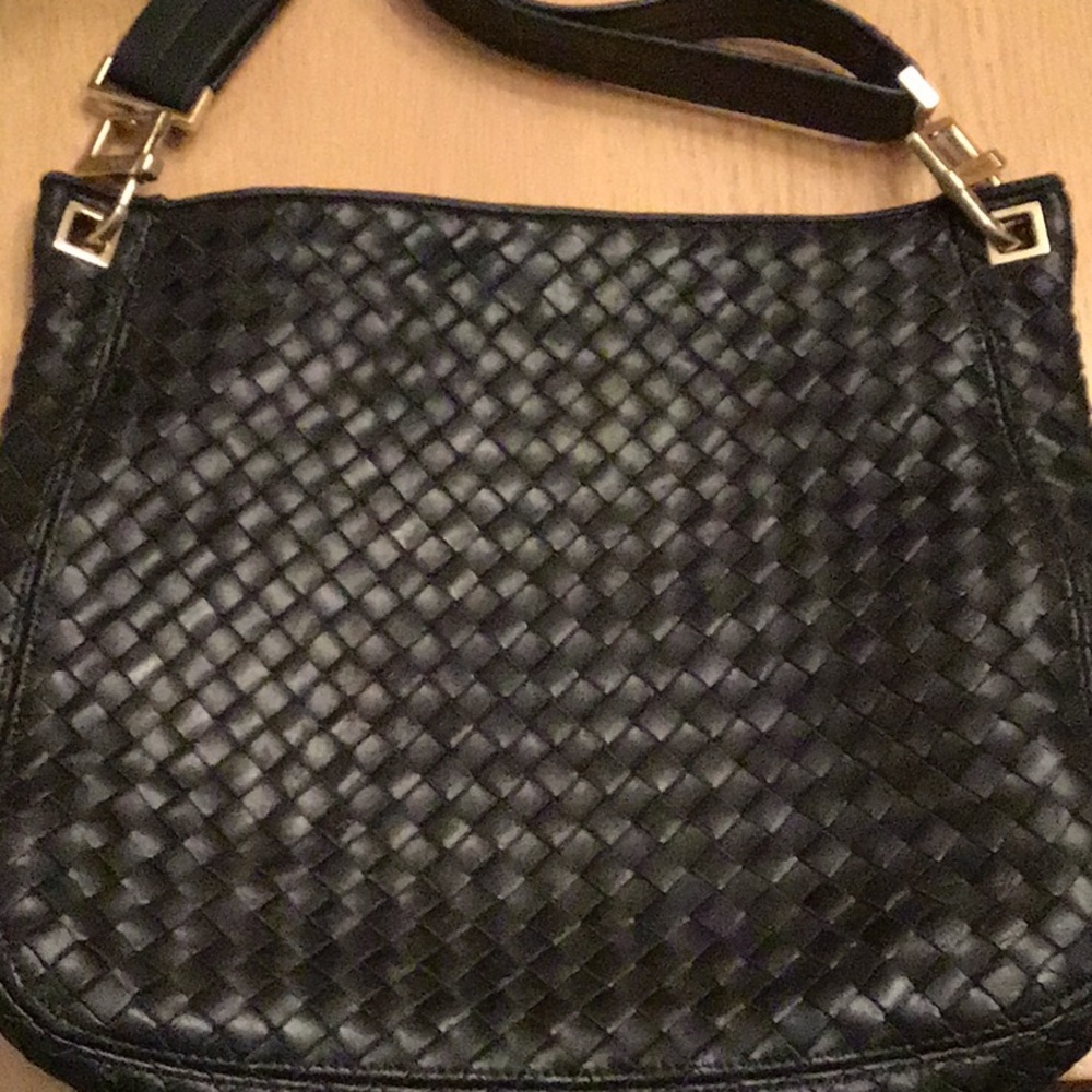 Bottega Veneta Black Intrecciato Leather Shoulder Bag